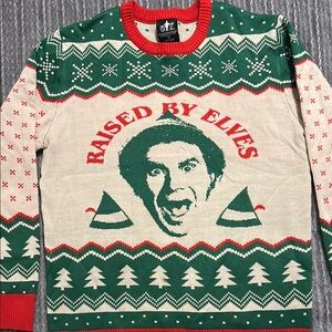 ELF Festive Green and Cream Crewneck Sweater